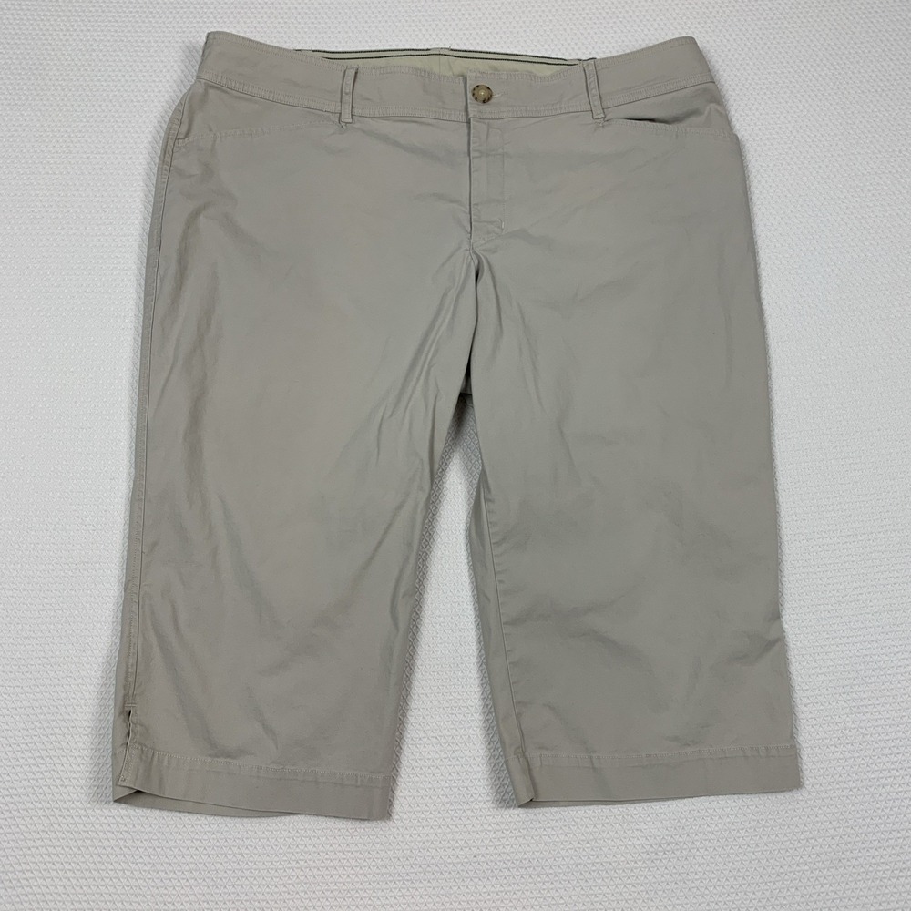 Eddie Bauer Blakely Fit Capri Pants Womens Plus Size Beige Stretch 20W